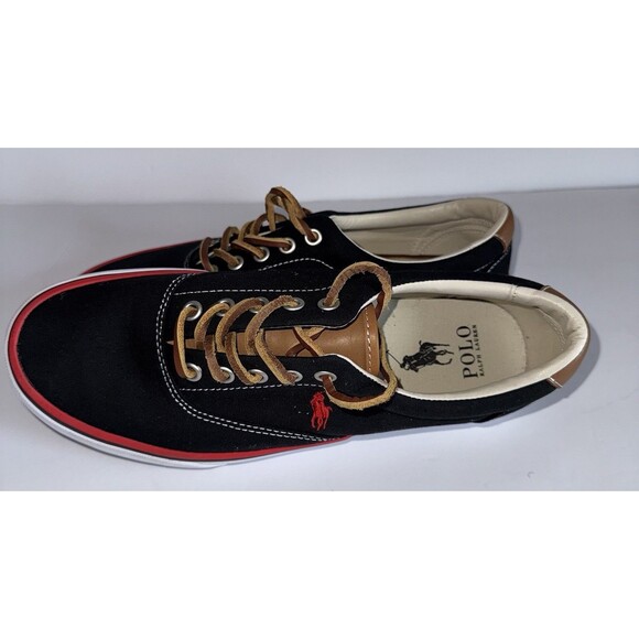 Polo Ralph Lauren Keaton-Pony Men\'s Canvas Sneakers - Black/Red  - Men\'s 8.5 main image 3